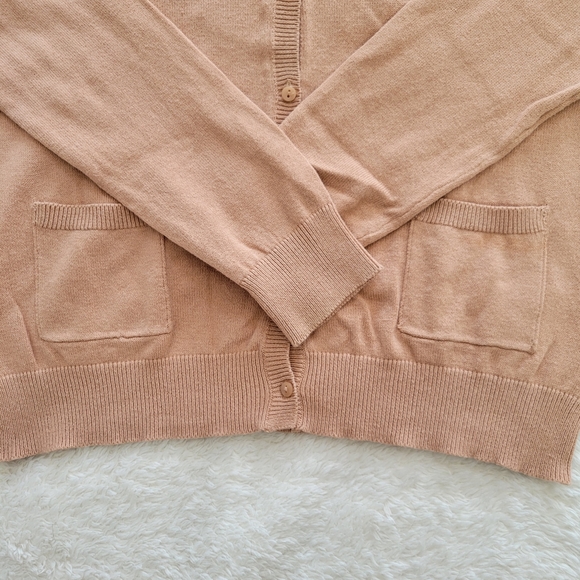 H&M camel brown lightweight knit cardigan with pockets - Picture 4 of 9